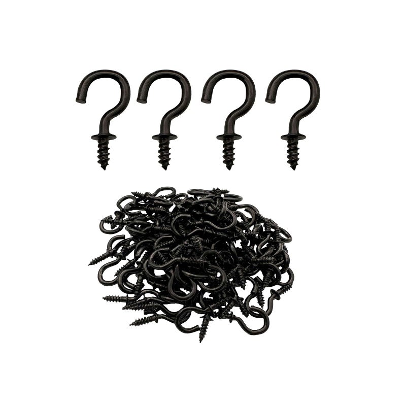 IDEALSV Small Black Ceiling Hooks 1/2'' Screw-in Light Hooks DIY Jewelry Hook (60Pack) - Image 1